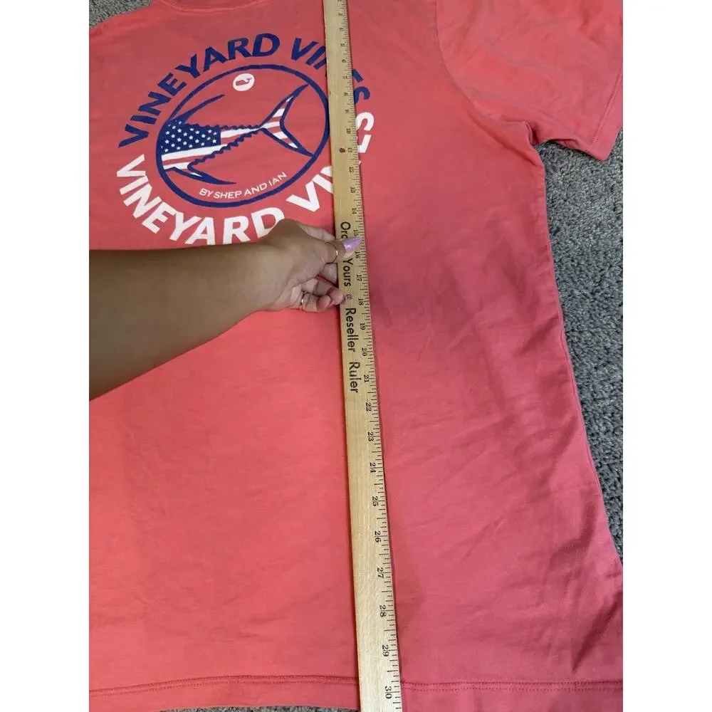 Vineyard Vines Shirt Mens XL Pink Whale Pocket Logo Crew Neck Cotton Classic Fit